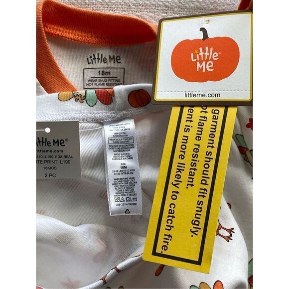 LITTLE ME BOYS 18M 2-Piece Cotton Sleep Thanksgiving Sleep Set - Picture 5 of 8